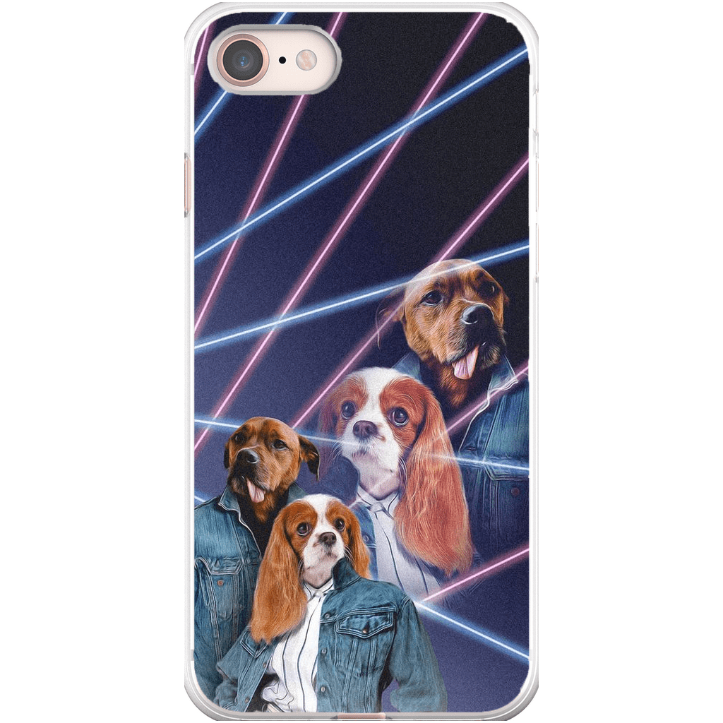 Funda personalizada para teléfono con 2 mascotas &#39;1980s Lazer Portrait&#39;