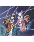 '1980s Lazer Portrait (2 Females/1 Male)' Personalized 3 Pet Blanket