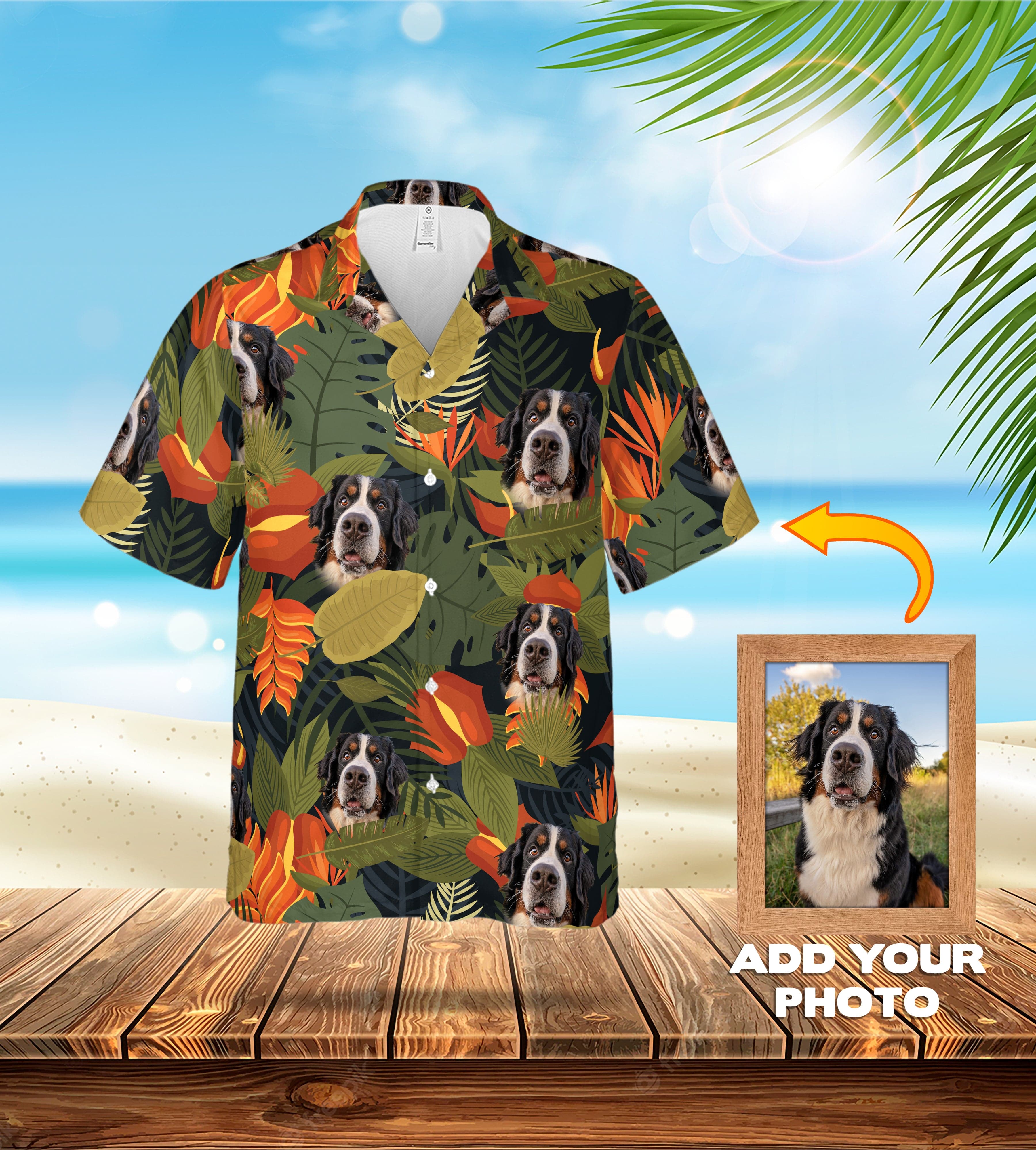 Camisa hawaiana personalizada (Lush Moss: 1-4 mascotas)