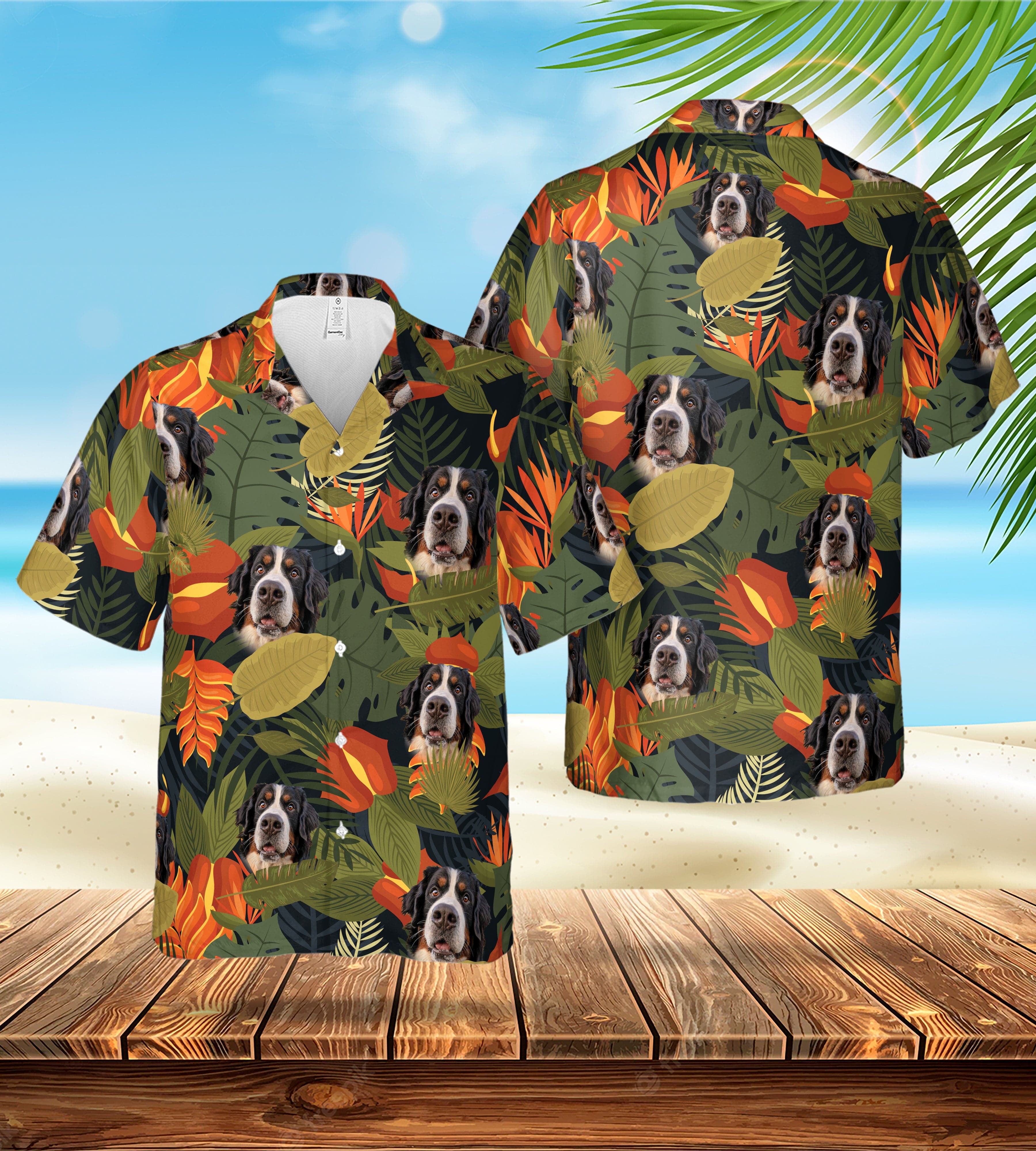 Camisa hawaiana personalizada (Lush Moss: 1-4 mascotas)