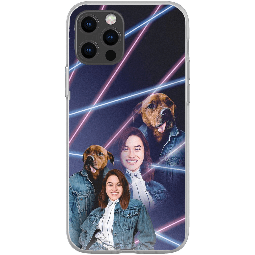 Funda para teléfono personalizada Lazer Portrait Pet (masculino)/humano (femenino) de los años 80