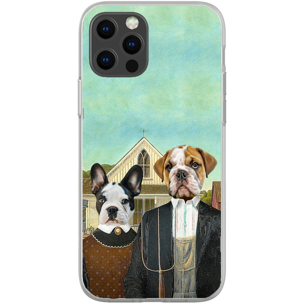 Funda personalizada para teléfono con 2 mascotas &#39;American Pawthic&#39;