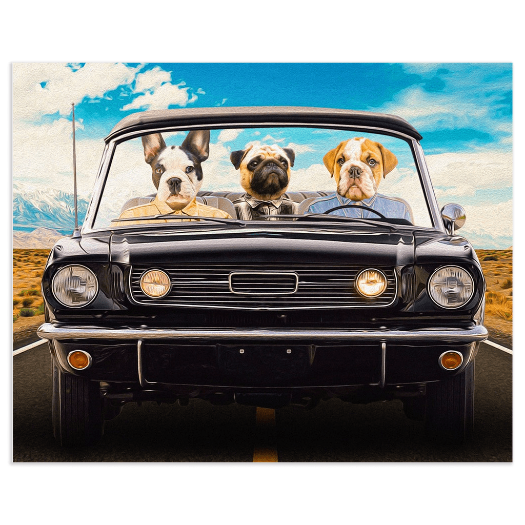 Póster personalizado con 3 mascotas &#39;The Classic Woofstang&#39;