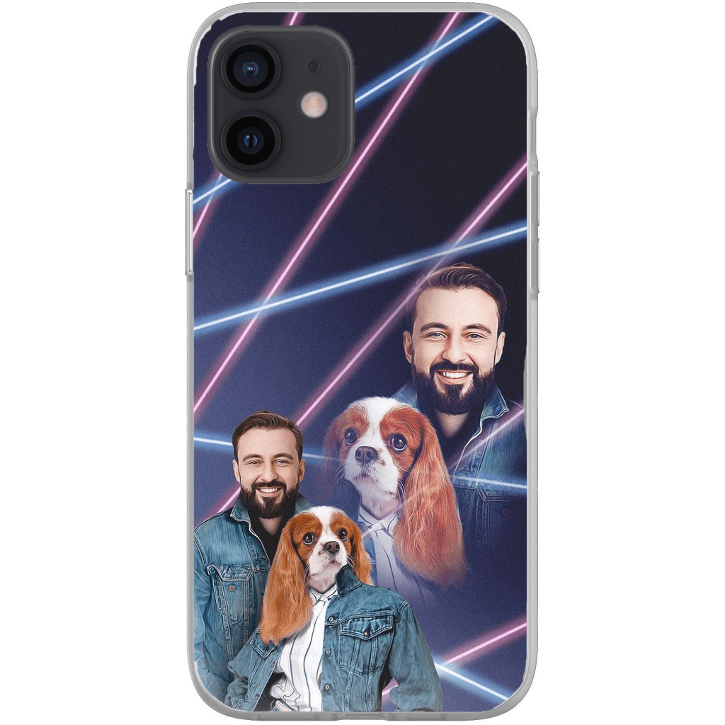 Funda para teléfono personalizada Lazer Portrait Pet (femenino)/humano (masculino) de los años 80