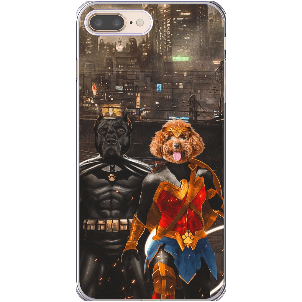 Funda personalizada para teléfono con 2 mascotas &#39;Batdog &amp;amp; Wonder Doggette&#39;