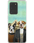 Funda personalizada para teléfono con 2 mascotas 'American Pawthic'