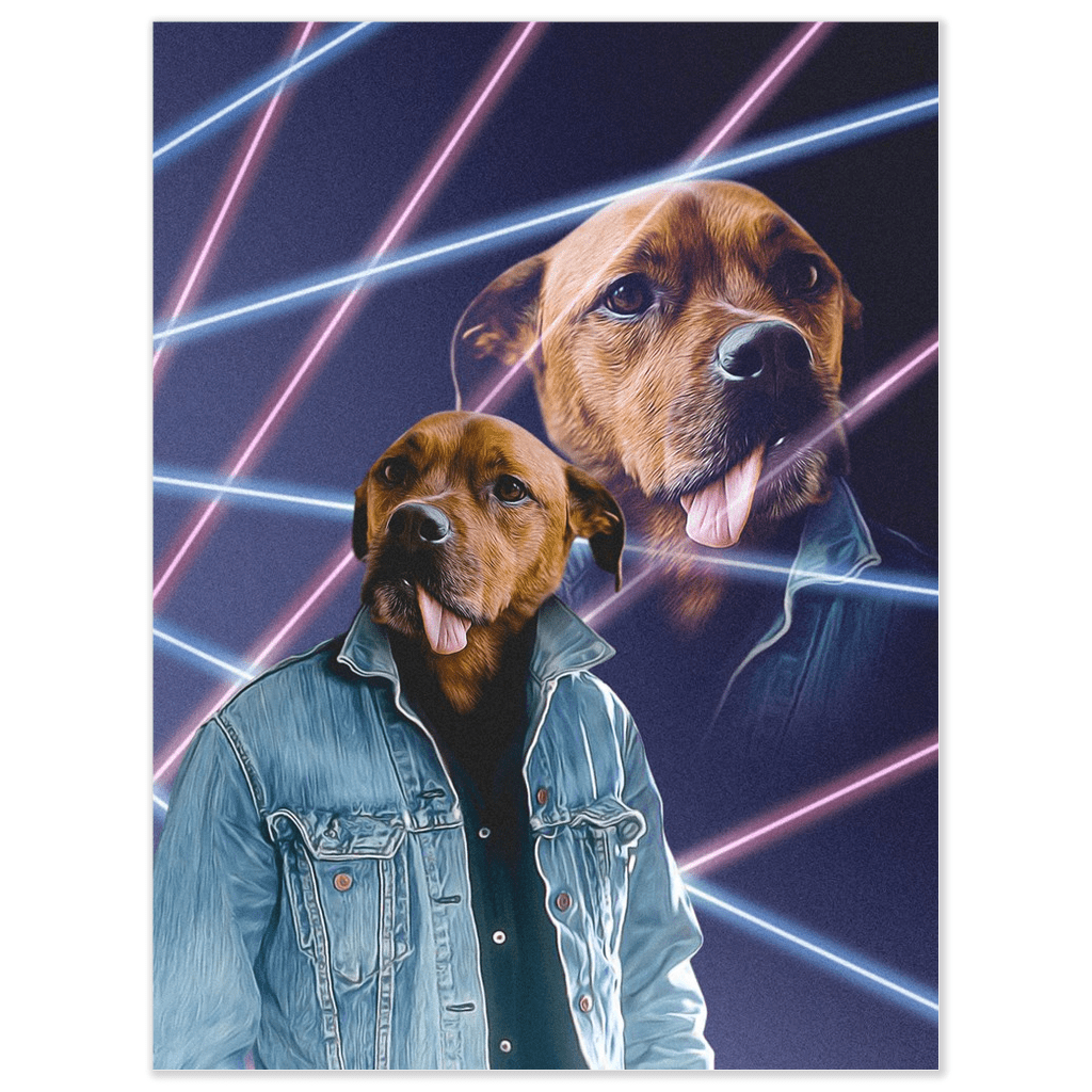 Póster de mascota personalizada &#39;Lazer Portrait de los años 80&#39;