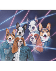 '1980's Lazer Portrait (Females)' Personalized 3 Pet Blanket