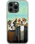 Funda personalizada para teléfono con 2 mascotas 'American Pawthic'