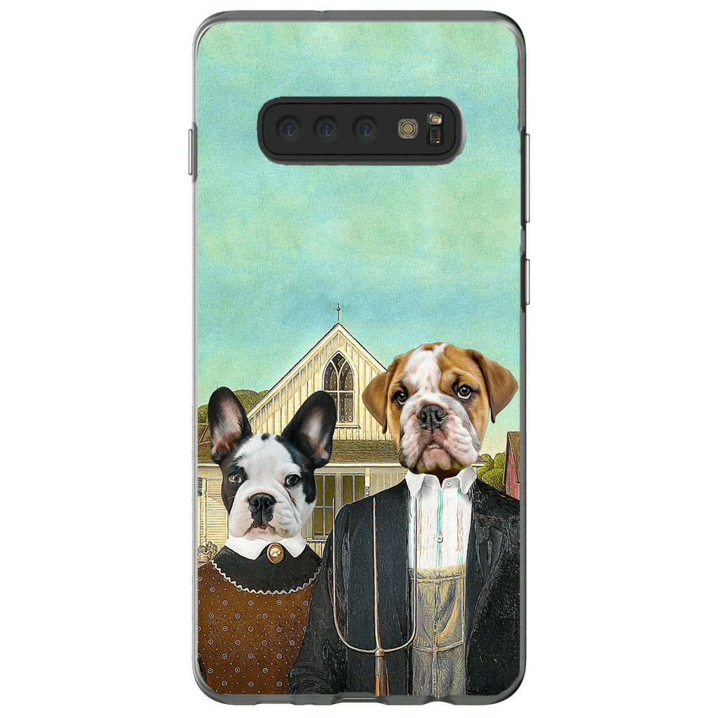 Funda personalizada para teléfono con 2 mascotas &#39;American Pawthic&#39;