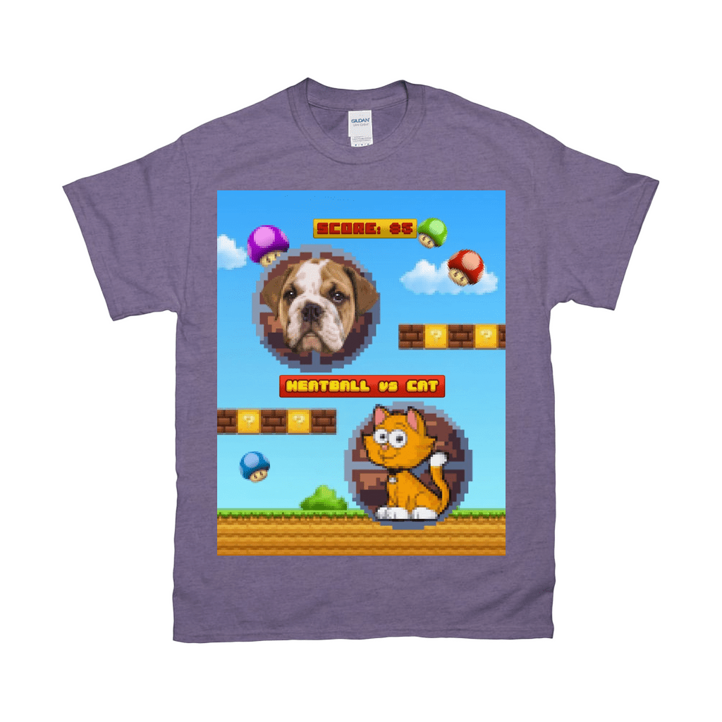 Camiseta personalizada para mascotas con videojuego retro