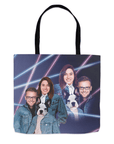 Bolsa de mano personalizada Lazer Portrait 1 mascota/humanos de los años 80