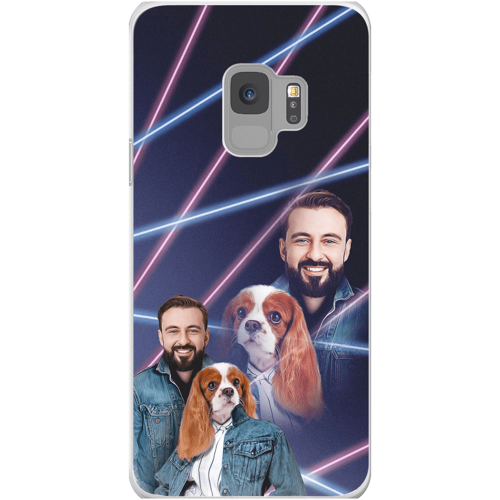 Funda para teléfono personalizada Lazer Portrait Pet (femenino)/humano (masculino) de los años 80