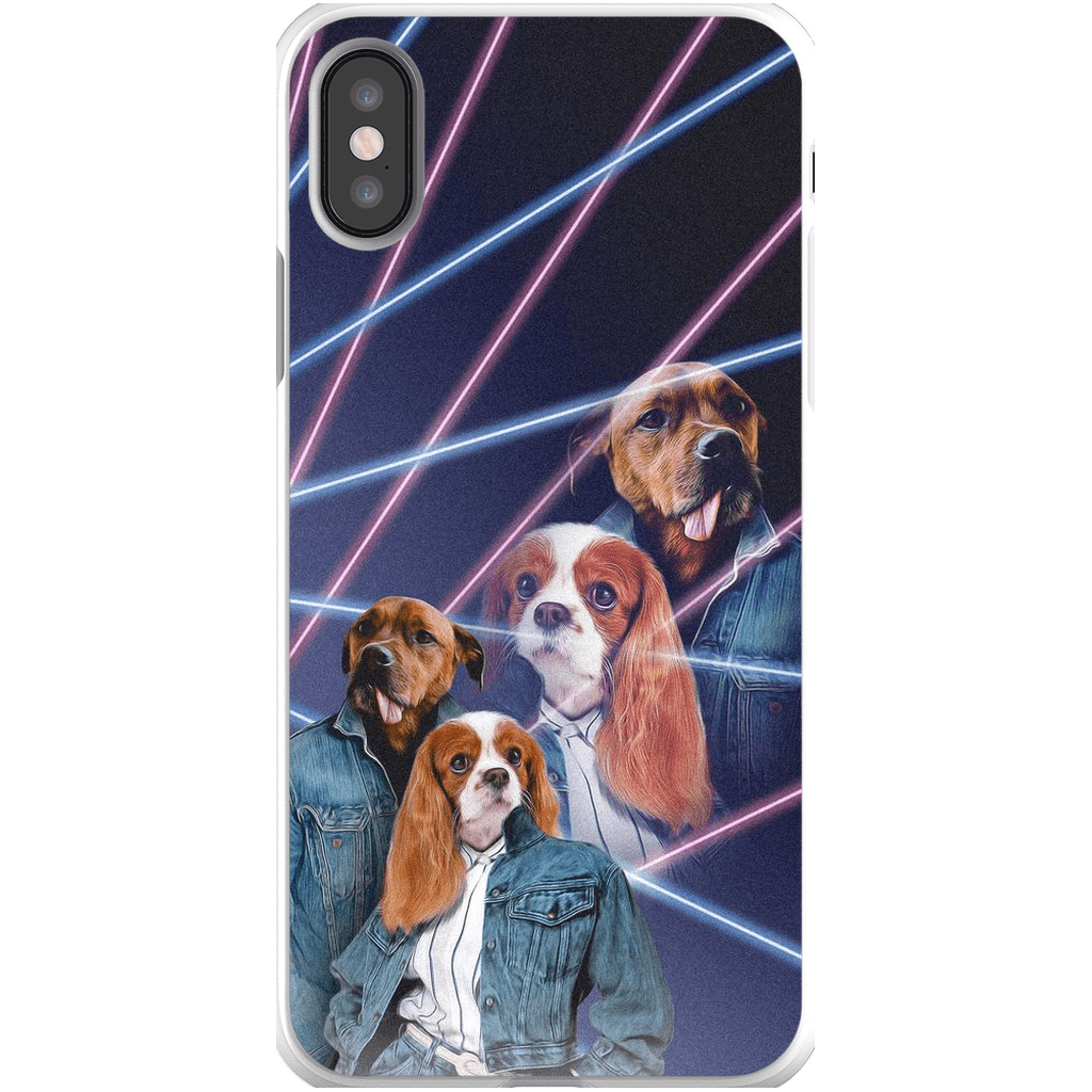 Funda personalizada para teléfono con 2 mascotas &#39;1980s Lazer Portrait&#39;