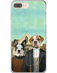 Funda personalizada para teléfono con 2 mascotas 'American Pawthic'