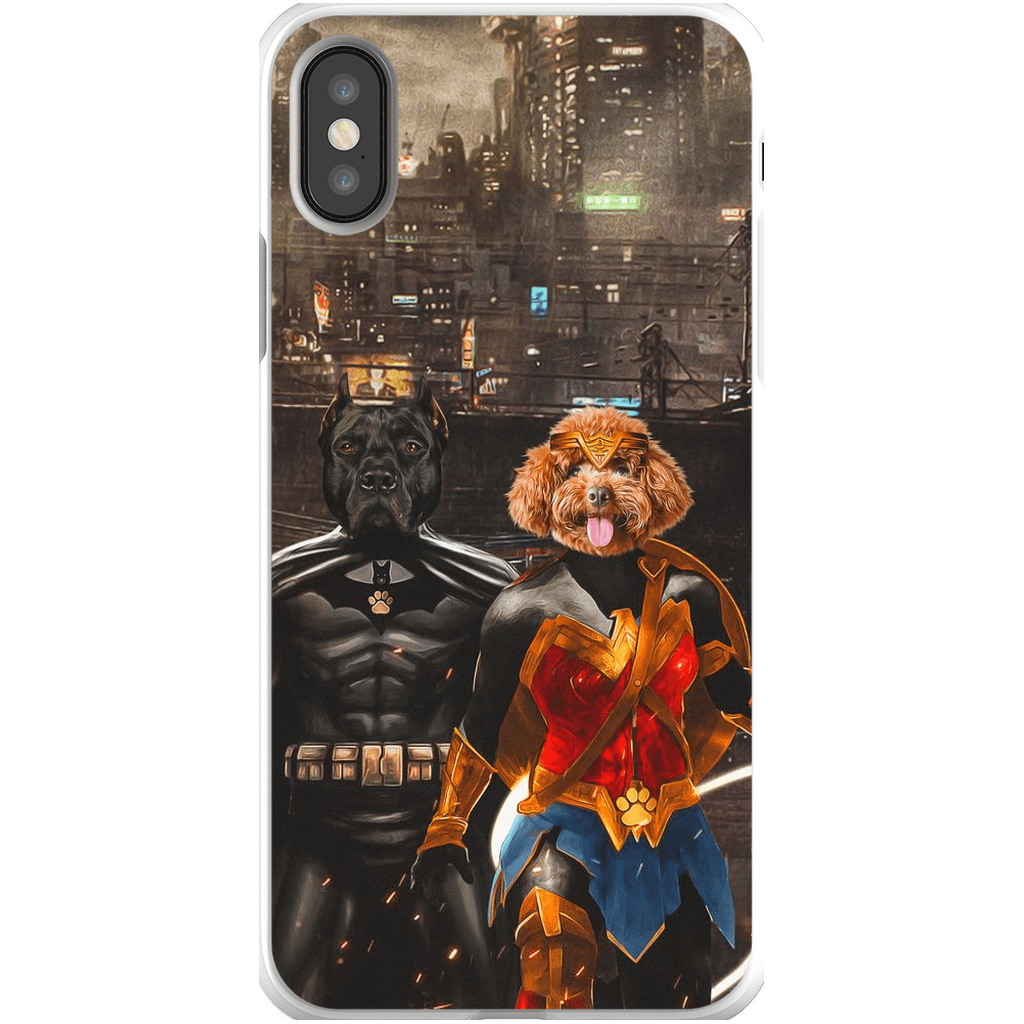 Funda personalizada para teléfono con 2 mascotas &#39;Batdog &amp;amp; Wonder Doggette&#39;