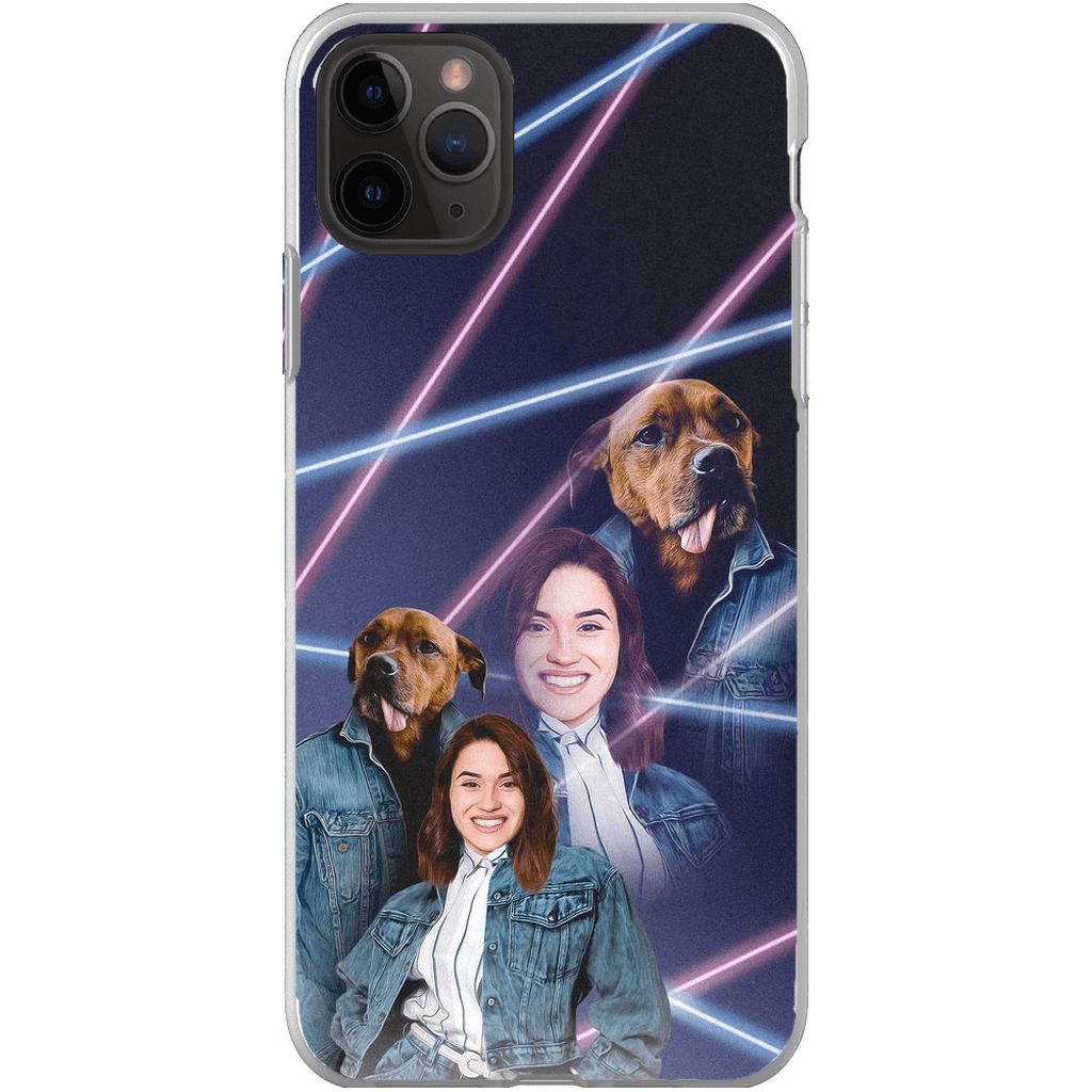 Funda para teléfono personalizada Lazer Portrait Pet (masculino)/humano (femenino) de los años 80