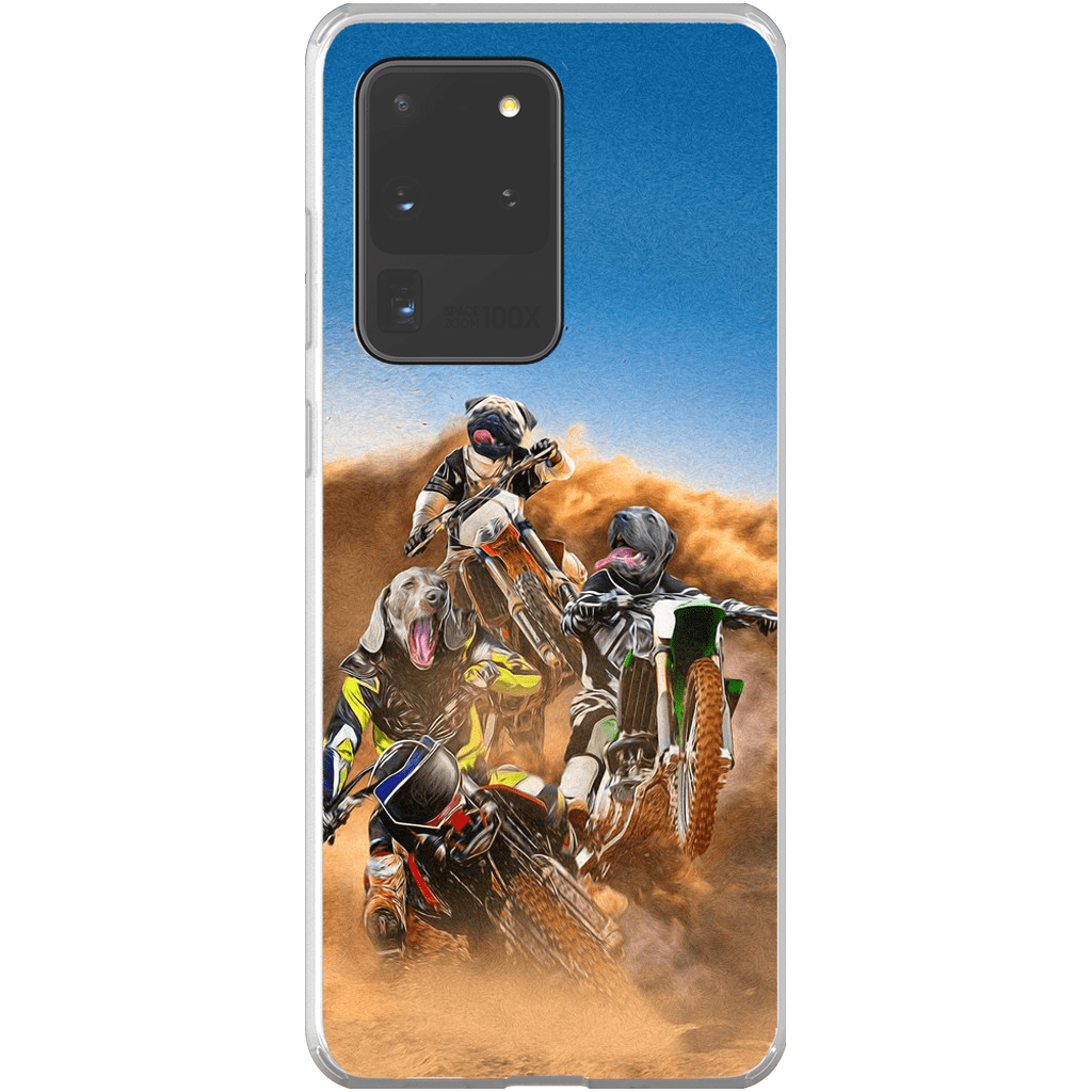 Funda personalizada para teléfono con 3 mascotas &#39;The Motocross Riders&#39;