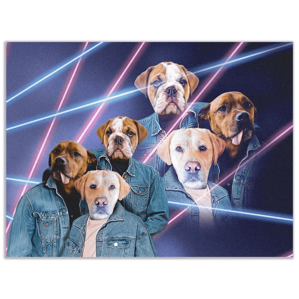 Póster personalizado con 3 mascotas &#39;Lazer Portrait (machos) de los años 1980&#39;