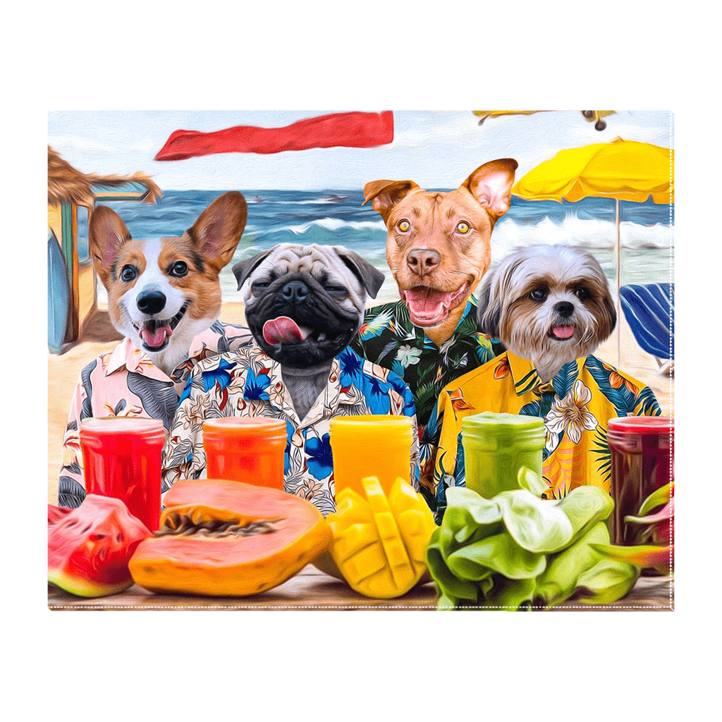 Lienzo personalizado para 4 mascotas &#39;The Beach Dogs&#39;