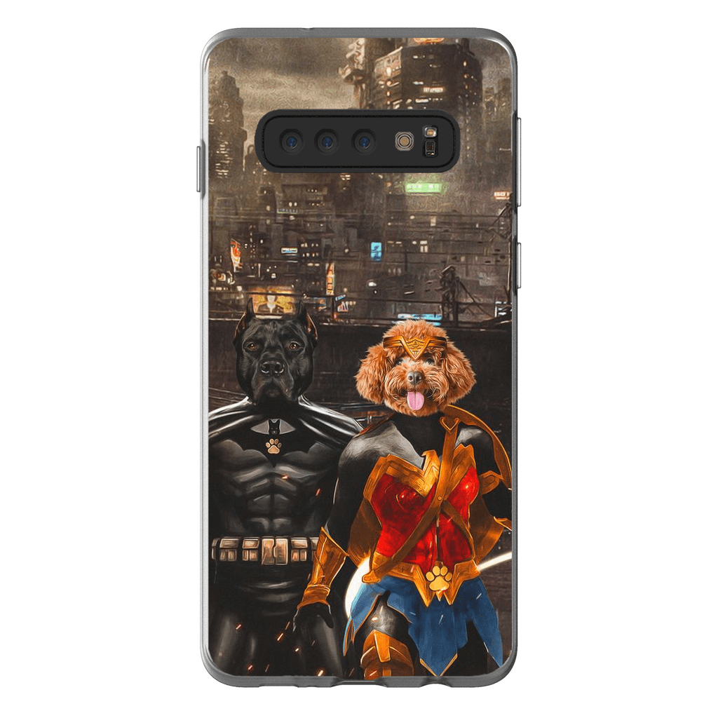 Funda personalizada para teléfono con 2 mascotas &#39;Batdog &amp;amp; Wonder Doggette&#39;