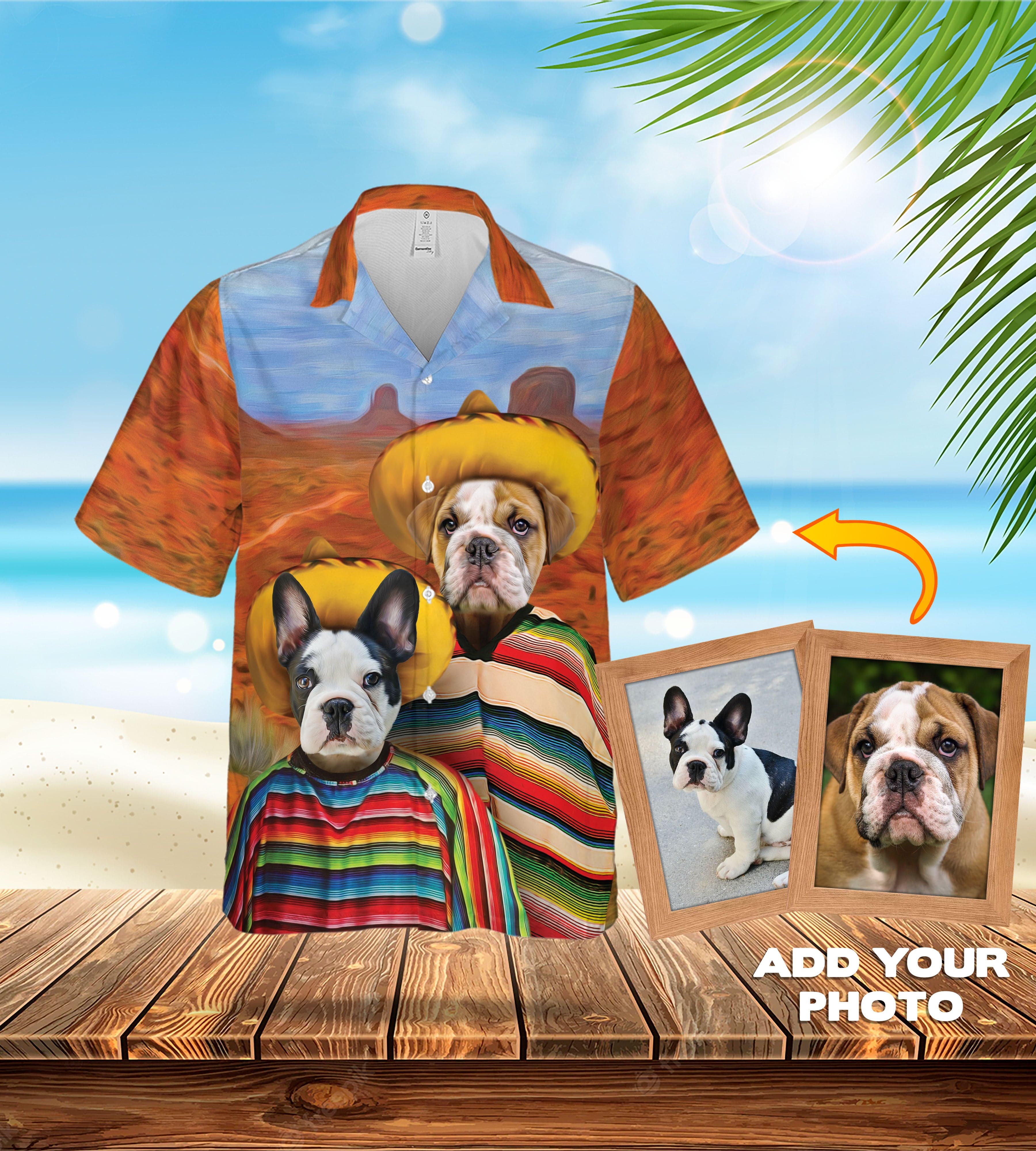 Camisa hawaiana personalizada (Los Amigos) (1-7 mascotas)