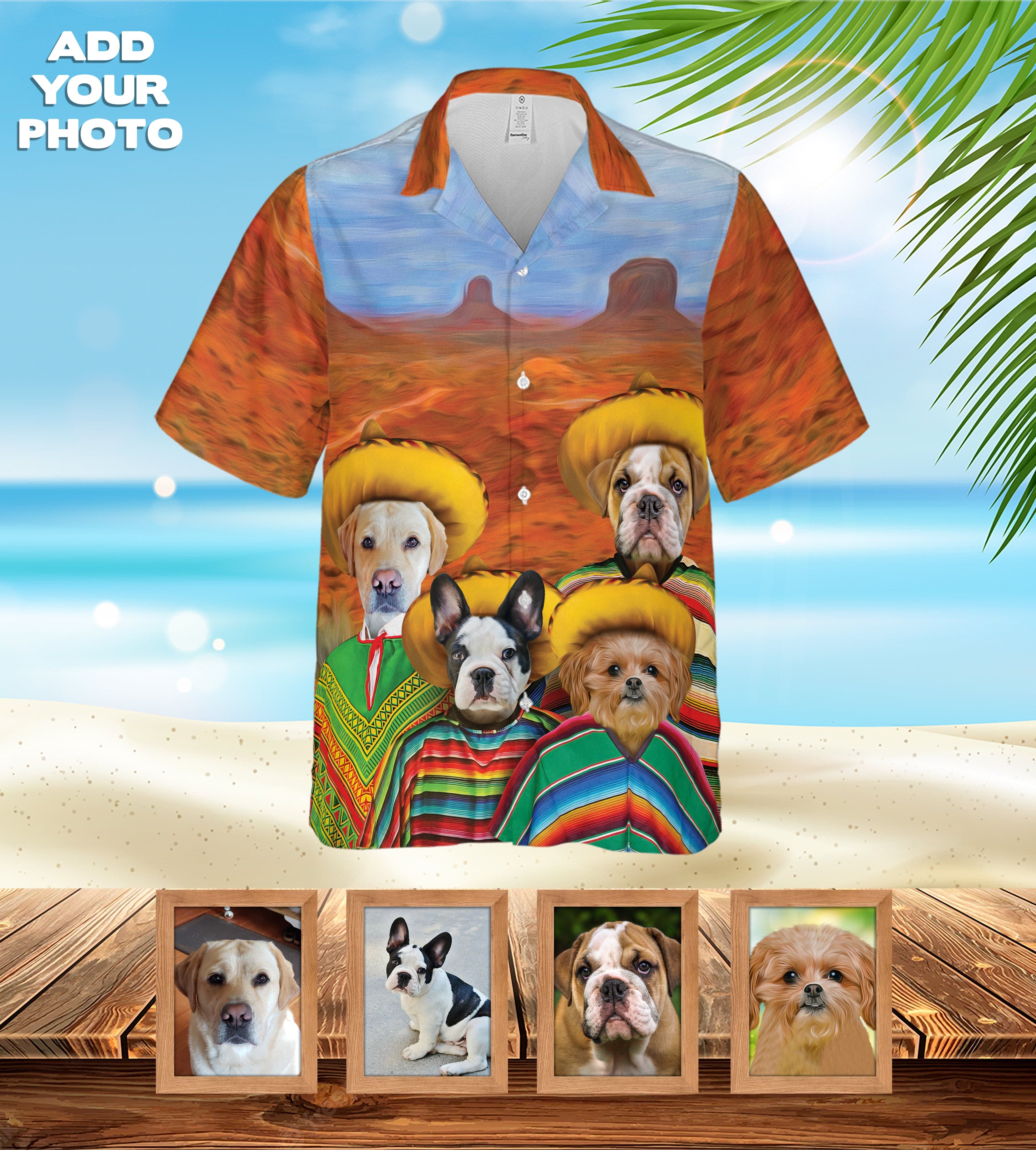 Camisa hawaiana personalizada (Los Amigos) (1-7 mascotas)