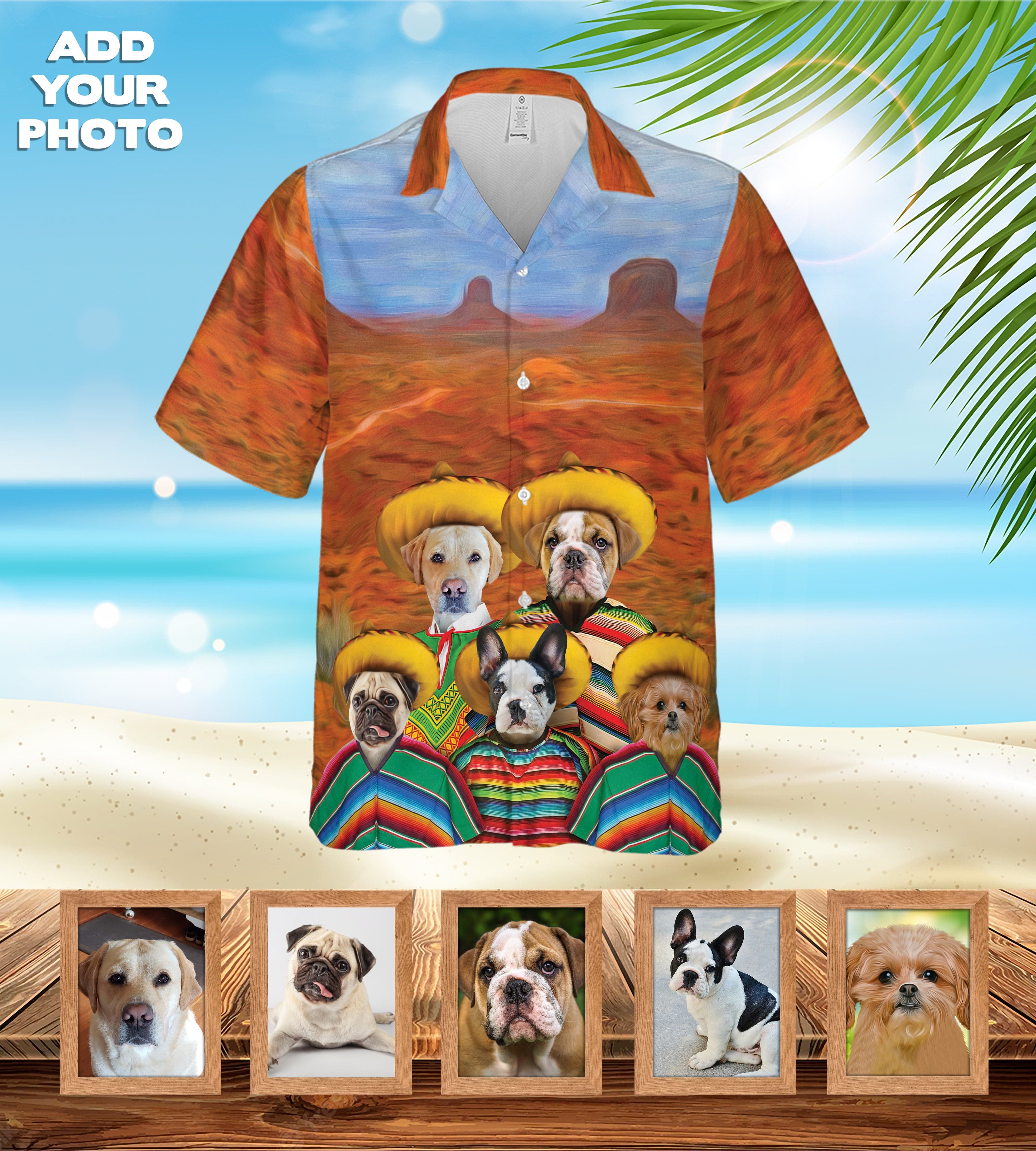 Camisa hawaiana personalizada (Los Amigos) (1-7 mascotas)