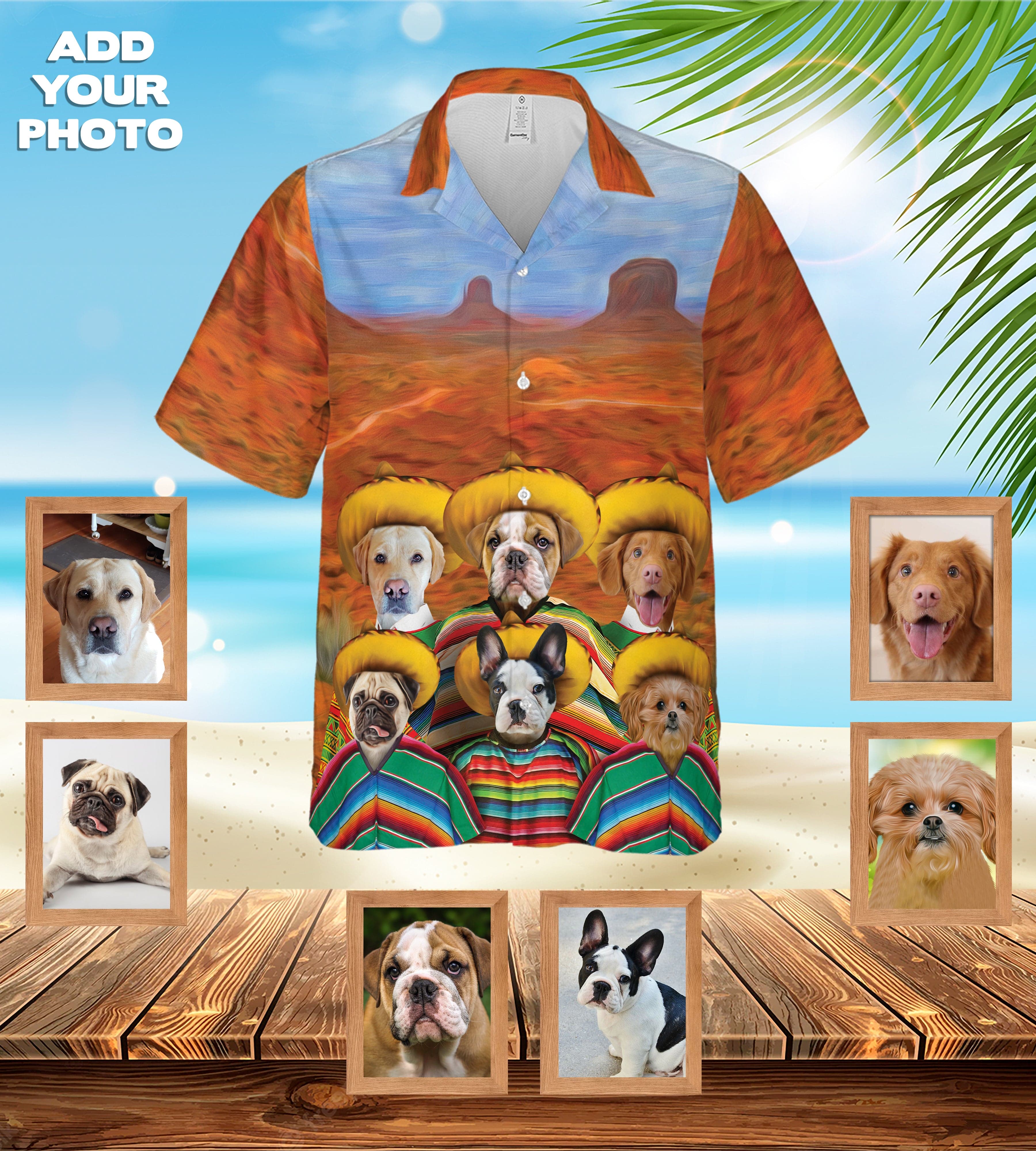 Camisa hawaiana personalizada (Los Amigos) (1-7 mascotas)