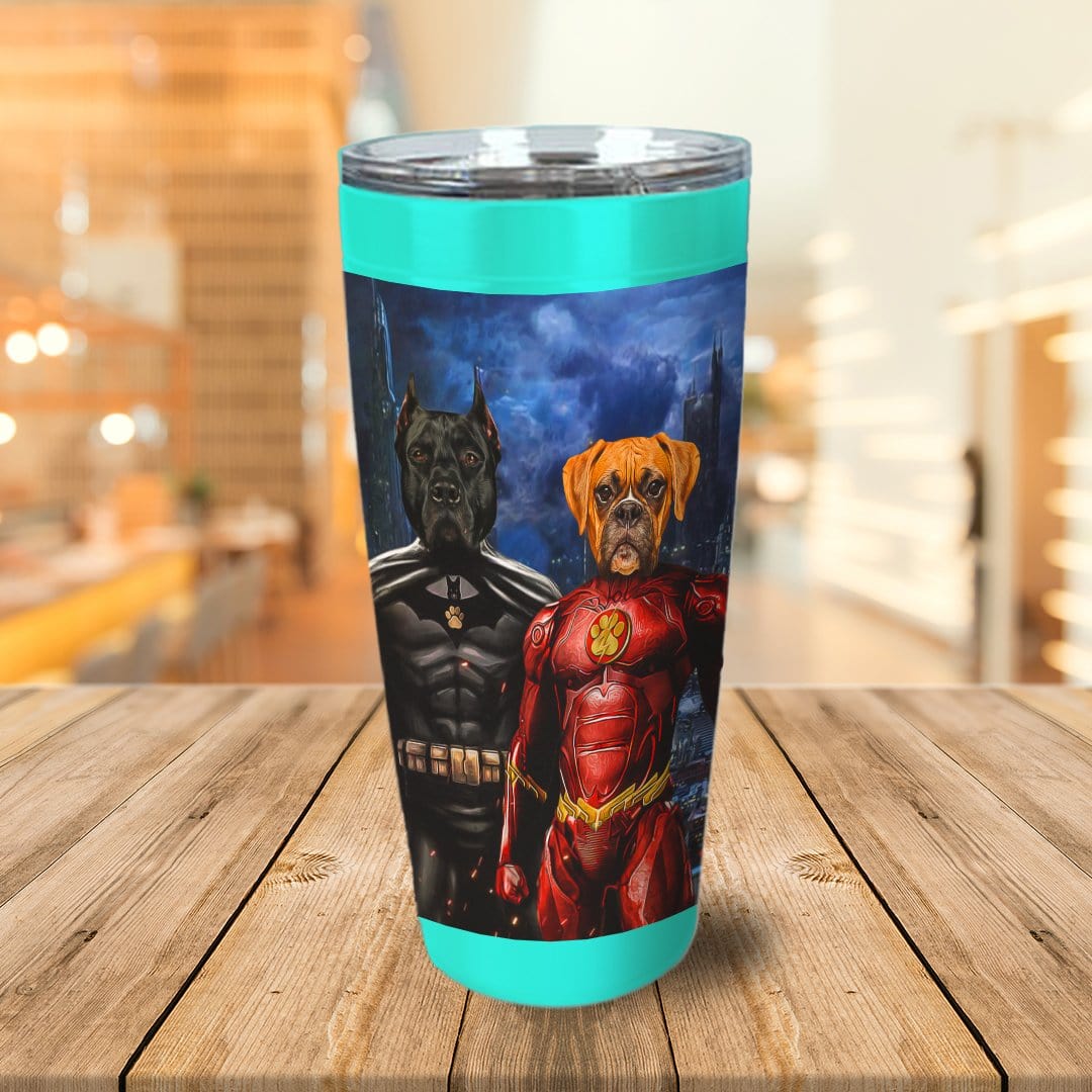 &#39;Batdog &amp; Flash Doggo&#39; Personalized 2 Pet Tumbler