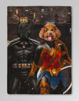 'Batdog & Wonder Doggette' Personalized 2 Pet Blanket