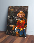 'Batdog & Wonder Doggette' Personalized 2 Pet Canvas