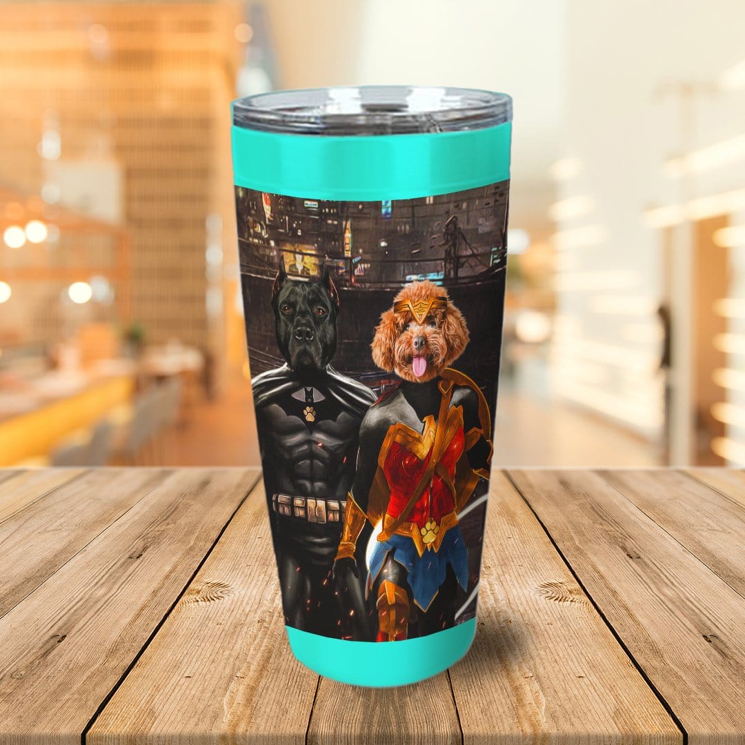 &#39;Batdog &amp; Wonder Doggette&#39; Personalized 2 Pet Tumbler