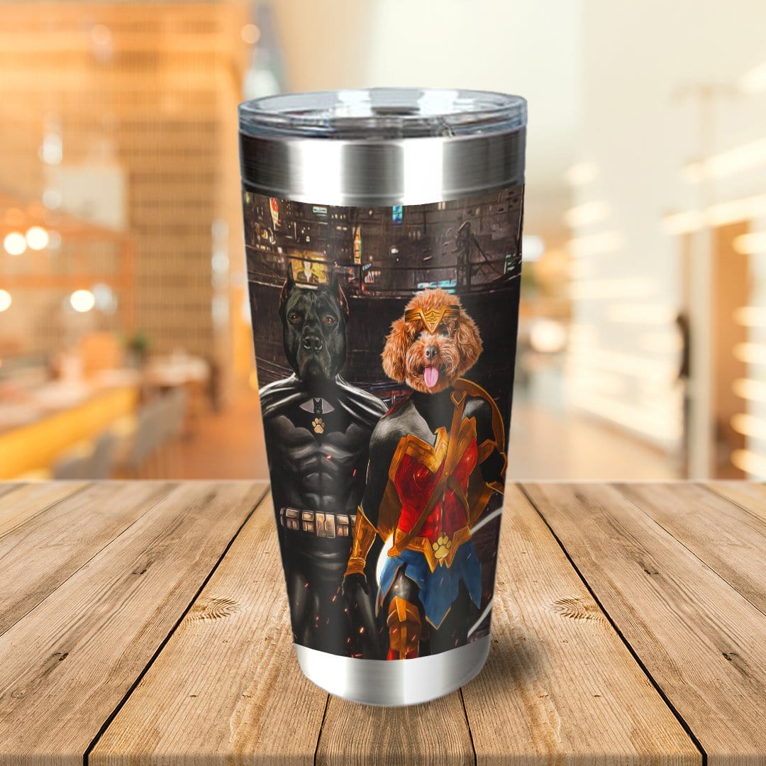 &#39;Batdog &amp; Wonder Doggette&#39; Personalized 2 Pet Tumbler