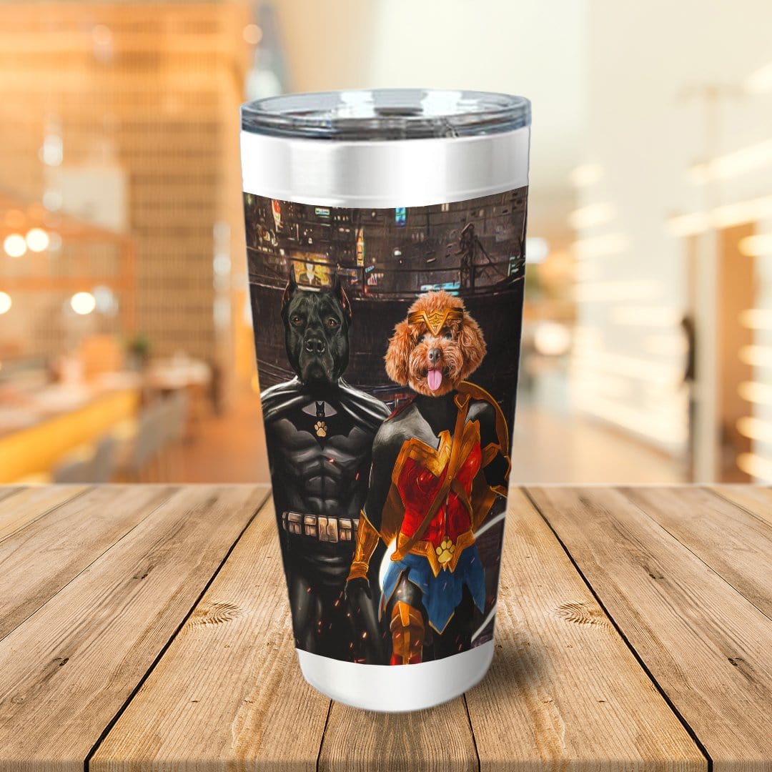 &#39;Batdog &amp; Wonder Doggette&#39; Personalized 2 Pet Tumbler