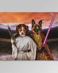 'Princess Leidown & Jedi-Doggo' Personalized 2 Pet Blanket