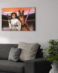 'Princess Leidown & Jedi-Doggo' Personalized 2 Pet Canvas