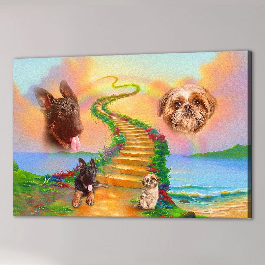 Lienzo personalizado para 2 mascotas &#39;The Rainbow Bridge 2 Pet&#39;