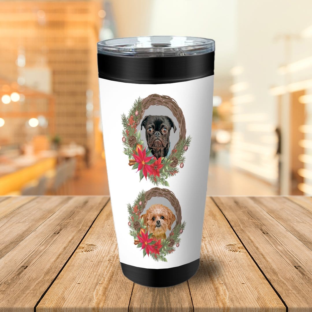 2 Pet Personalized Christmas Wreath Tumbler