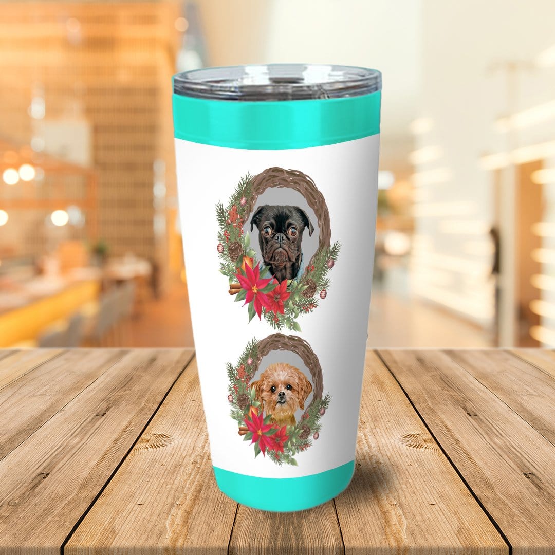 2 Pet Personalized Christmas Wreath Tumbler