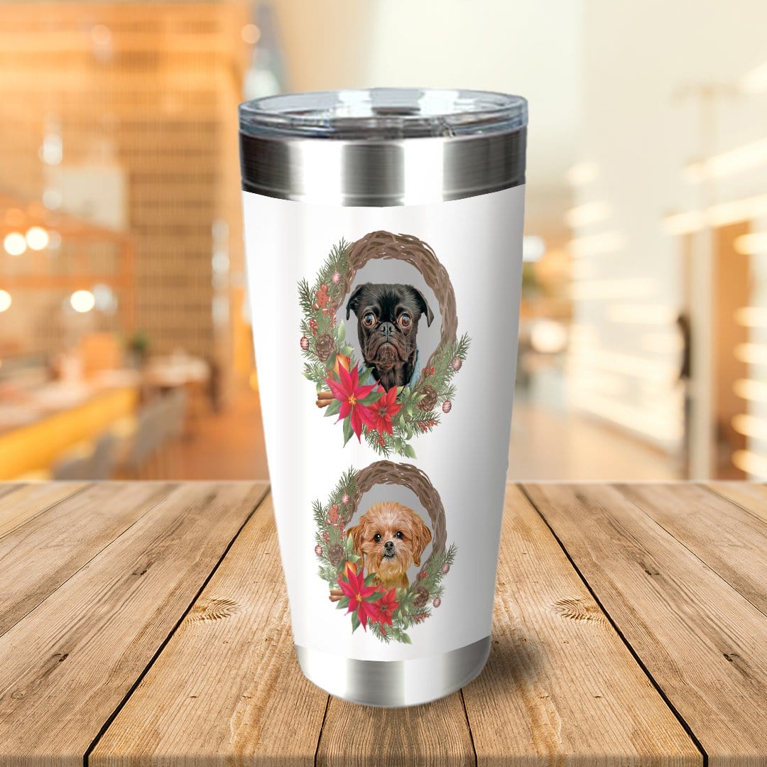 2 Pet Personalized Christmas Wreath Tumbler