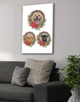 3 Pet Personalized Christmas Wreath Canvas