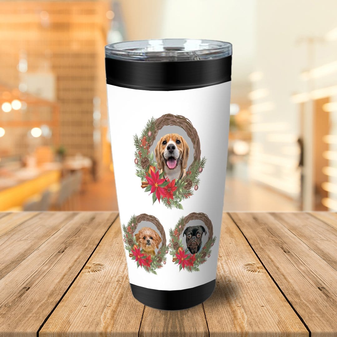 3 Pet Personalized Christmas Wreath Tumbler