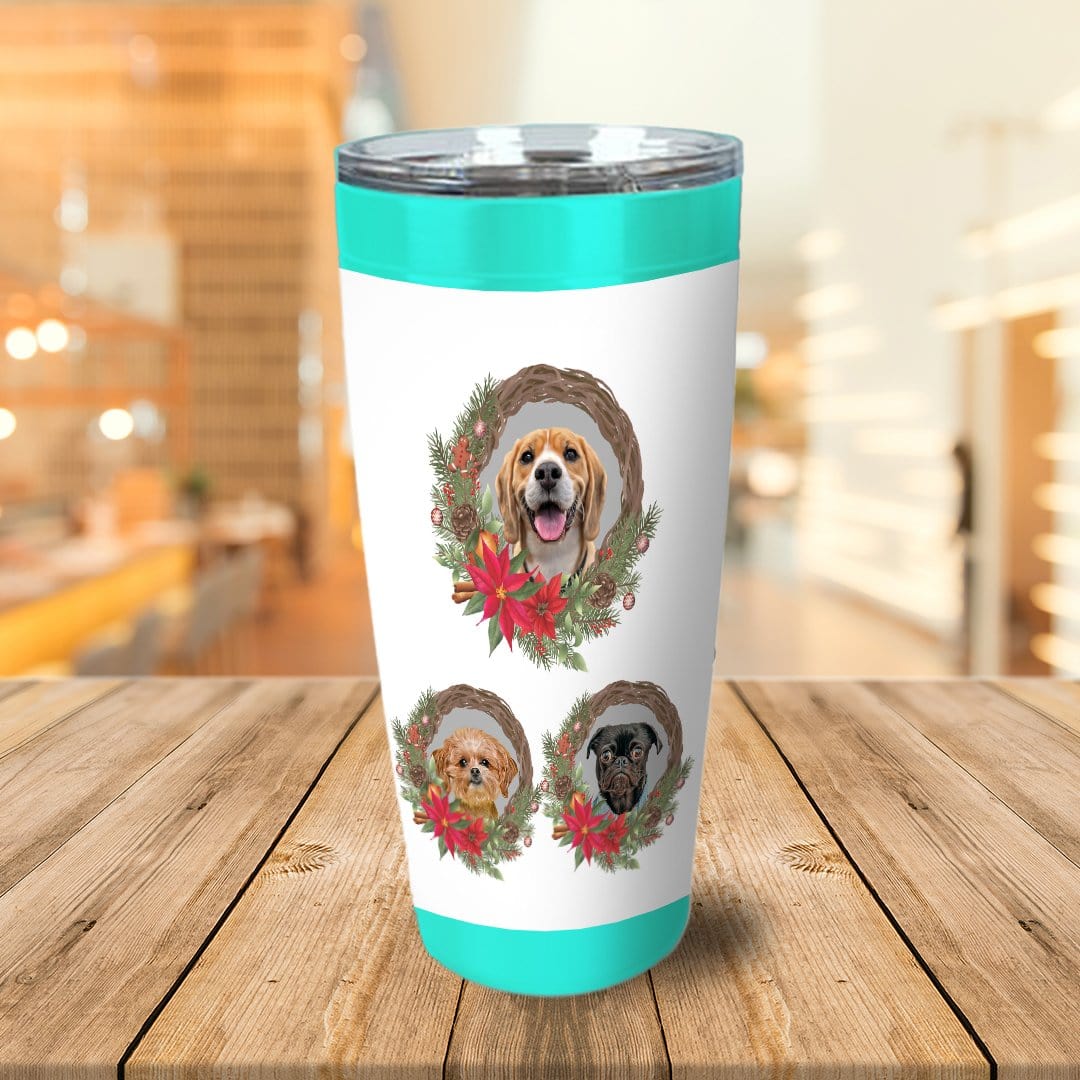 3 Pet Personalized Christmas Wreath Tumbler