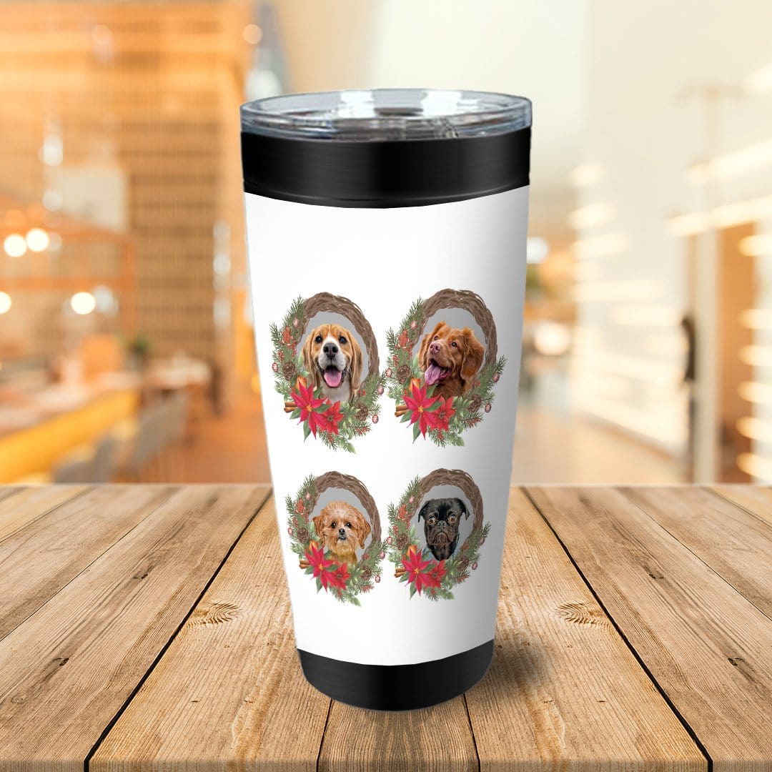 4 Pet Personalized Christmas Wreath Tumbler