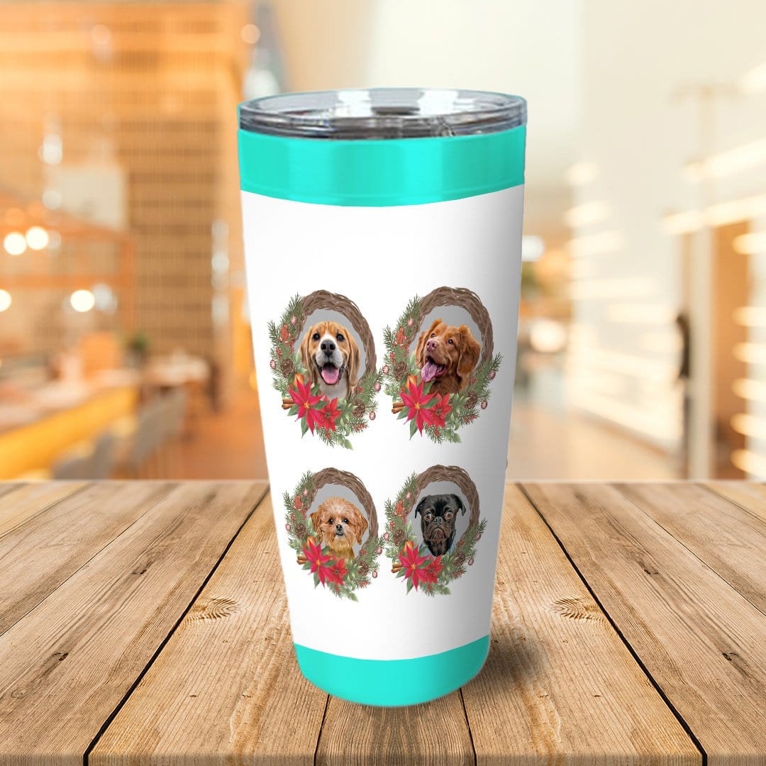 4 Pet Personalized Christmas Wreath Tumbler