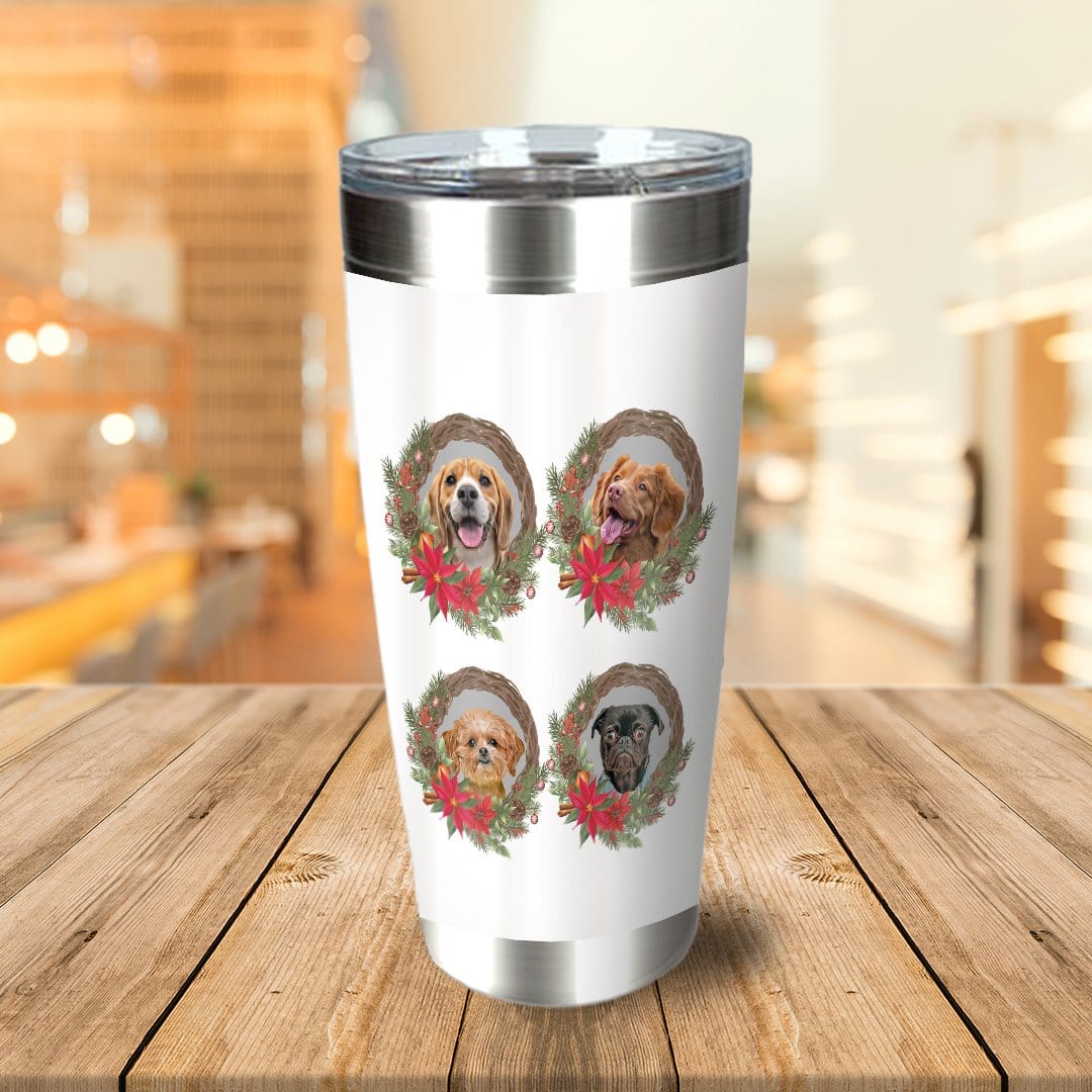 4 Pet Personalized Christmas Wreath Tumbler