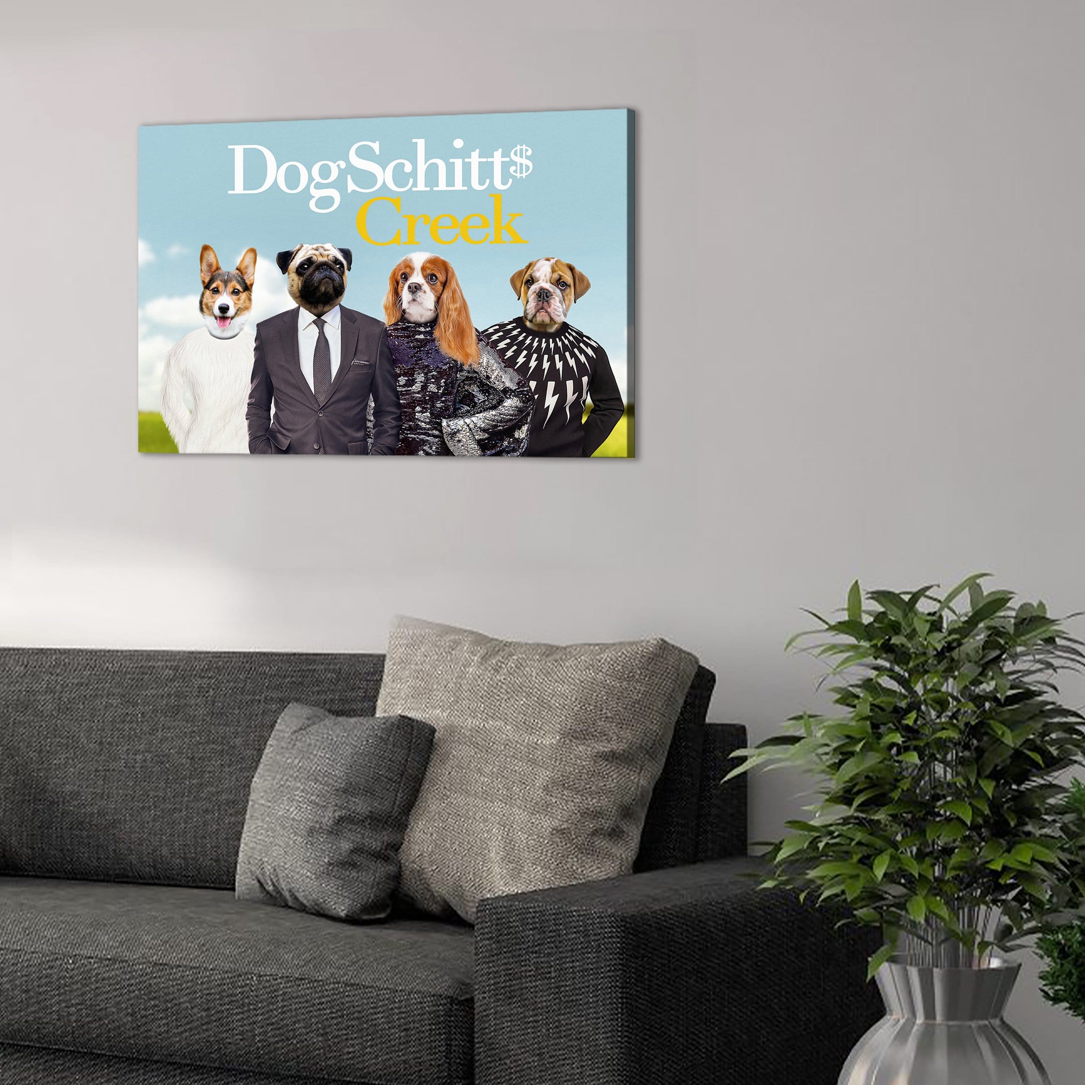 Lienzo personalizado para 4 mascotas &#39;DogSchitt&#39;s Creek&#39;