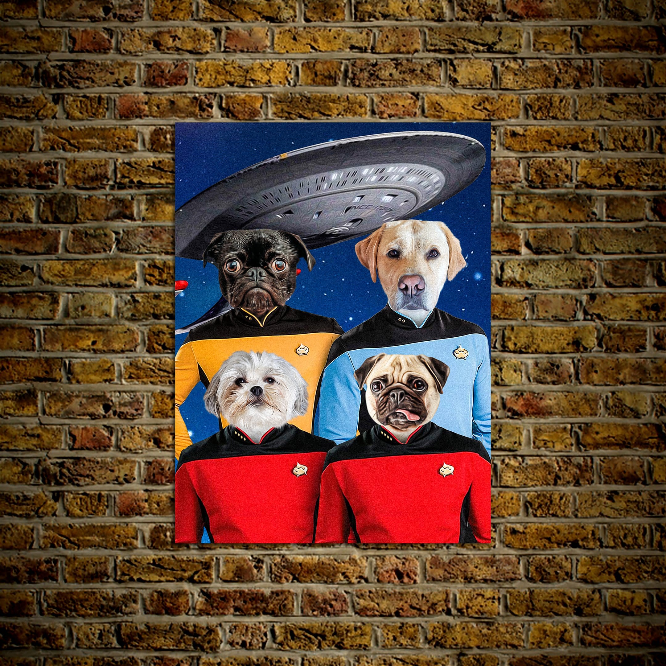 Póster personalizado para 4 mascotas &#39;Doggo-Trek&#39;