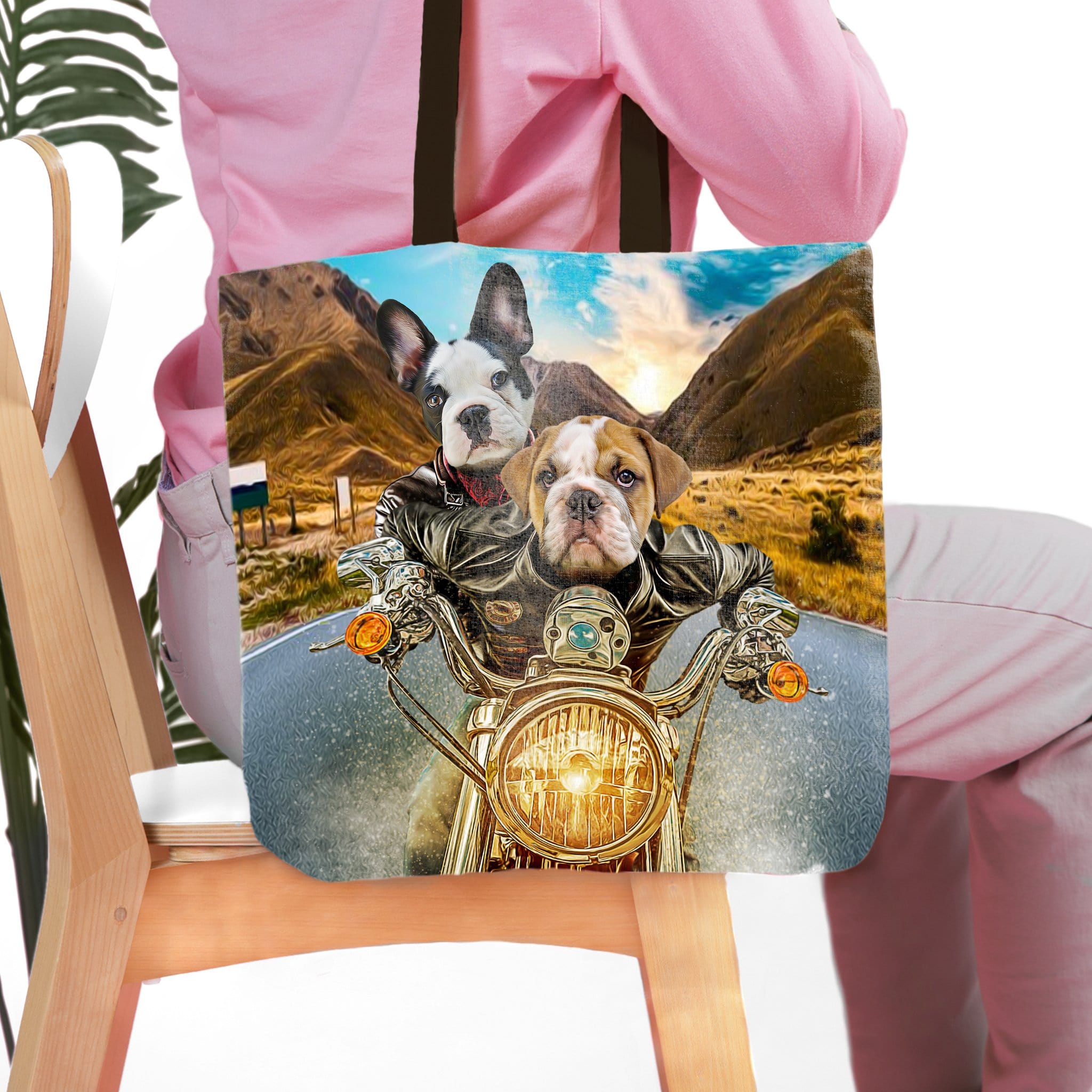 Bolsa de tela personalizada para 2 mascotas &#39;Harley Wooferson&#39;